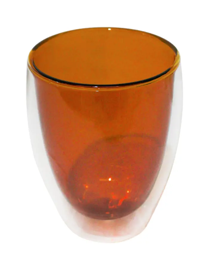 Vaso doble fondo de vidrio transparente y ámbar de 350 ml - Image 2