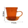 Taza con plato de vidrio ámbar y cuchara tipo pala de 300 ml - Image 3