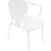 Silla de plástico blanco con descansabrazos y respaldo medallón de 56.5x56x80cm - Image 2
