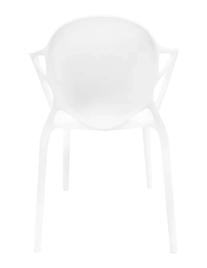 Silla de plástico blanco con descansabrazos y respaldo medallón de 56.5x56x80cm - Image 3