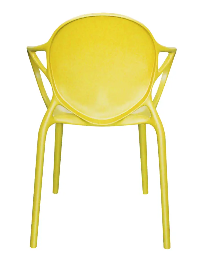 Silla de plástico mostaza con descansabrazos y respaldo redondo de 56.5x56x80 cm - Image 2