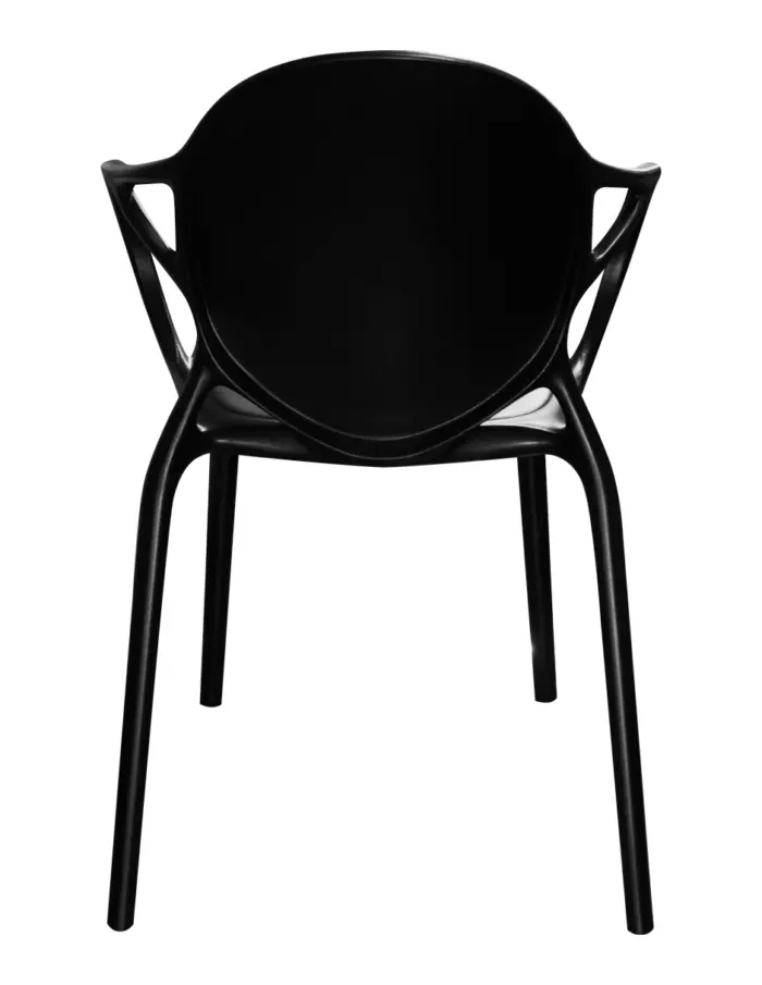 Silla de plástico negra con descansabrazos y respaldo redondo de 56.5x56x80cm - Image 2