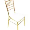 Silla Tifanny de metal dorado con asiento acojinado blanco de 50x40x93x44cm Soporta 120kg - Image 2
