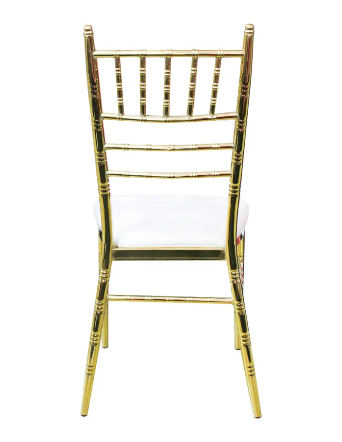 Silla Tifanny de metal dorado con asiento acojinado blanco de 50x40x93x44cm Soporta 120kg - Image 3