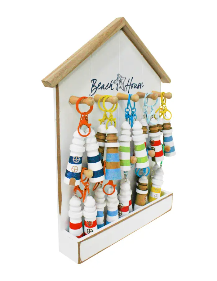 Porta llaves de madera con 20 llaveros diseño faros de 44x34x5.5cm - Image 2