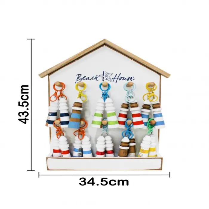 Porta llaves de madera con 20 llaveros diseño faros de 44x34x5.5cm - Image 4