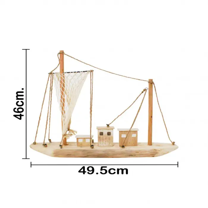 Barco de madera natural de 50x11x46cm - Image 3