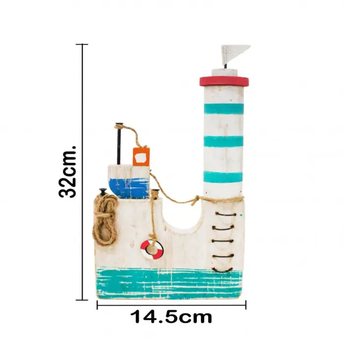 Faro de playa de madera de 14.5x4x33cm - Image 3