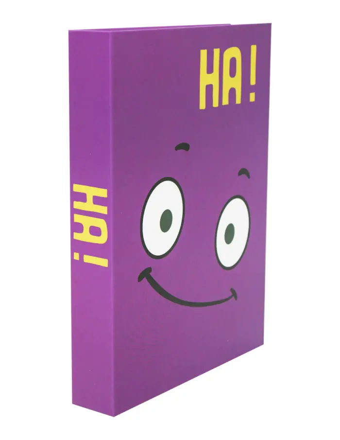 Guarda libro morado con texto Ha! - Image 2
