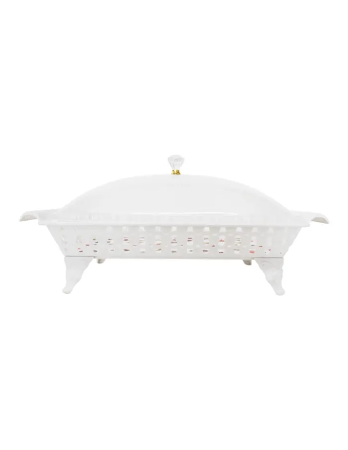 Charola rectangular de plástico con tapa estampado y orilla de encaje - Image 2