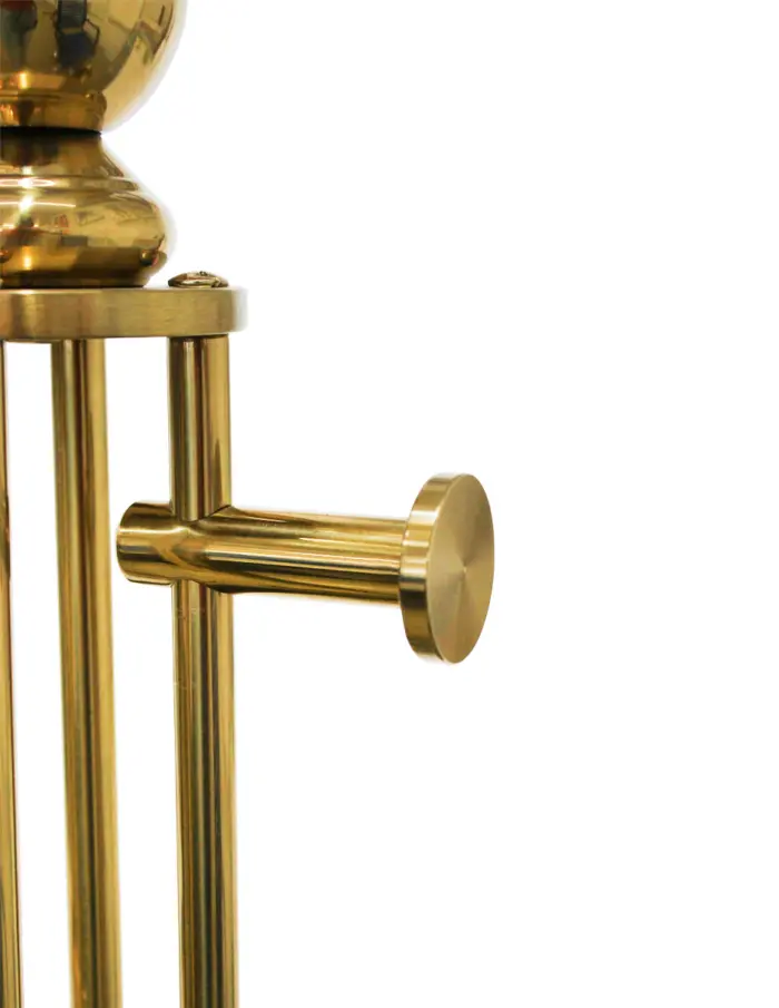 Perchero de metal dorado con 4 ganchos reforzados y base mármol gris de 120cm - Image 2