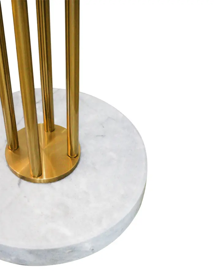 Perchero de metal dorado con 4 ganchos reforzados y base mármol gris de 120cm - Image 3