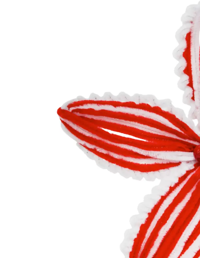 Flor de cheniñ roja con blanco con bolitas de 25x25x0.1cm - Image 2