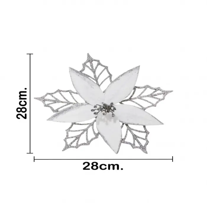 Nochebuena artificial plateado con blanco de 28x20x0.1cm - Image 3