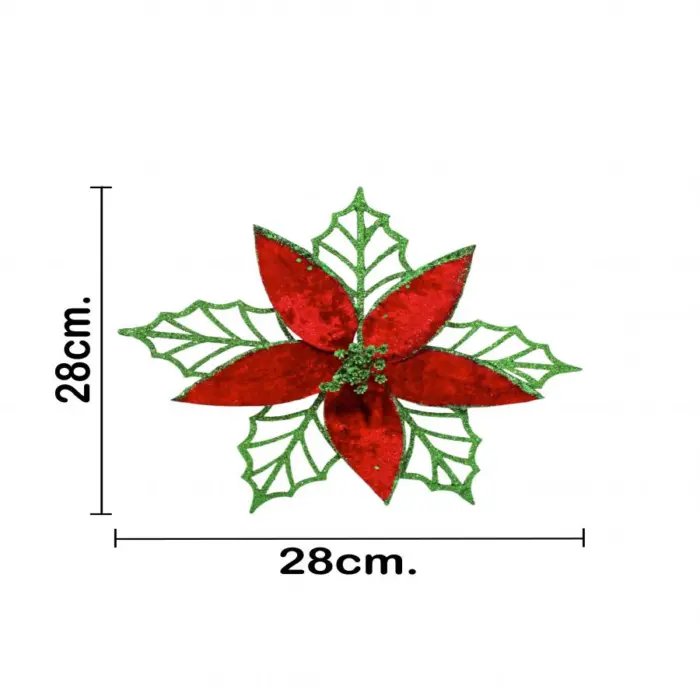 Nochebuena artificial roja con verde de 28x20x0.1cm - Image 3