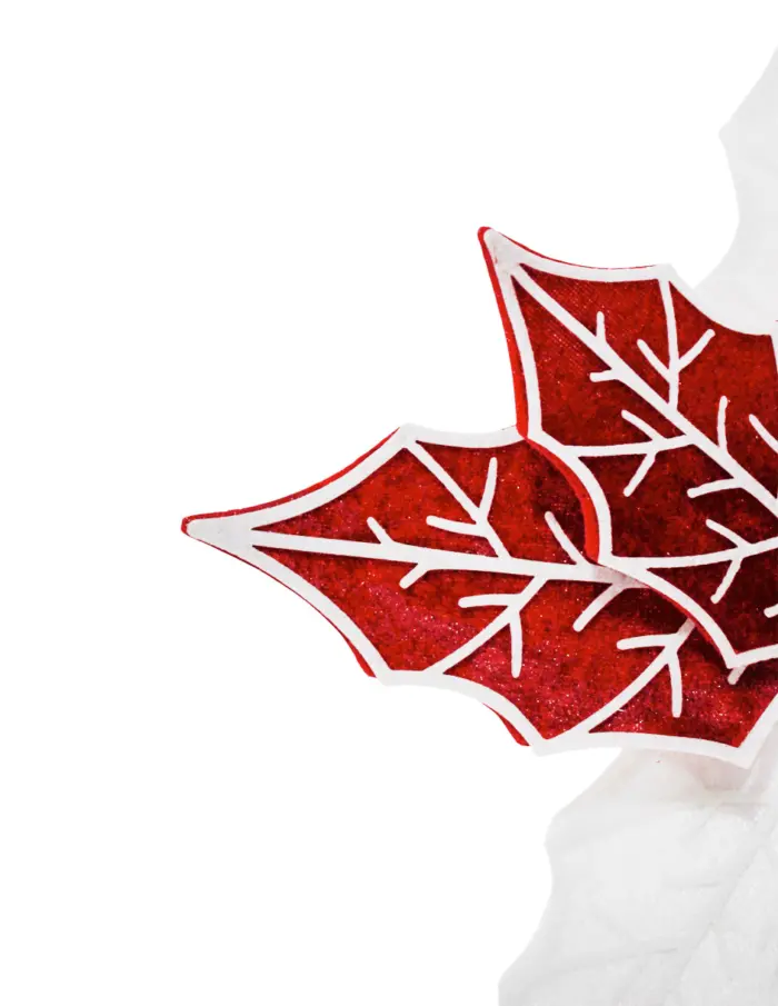 Nochebuena artificial con hojas rojas con blanco de 28x21x0.1cm - Image 2