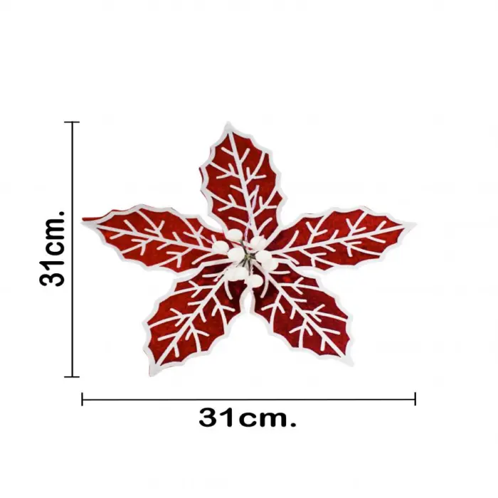 Nochebuena artificial roja con blanco de 30x20x0.1cm - Image 2