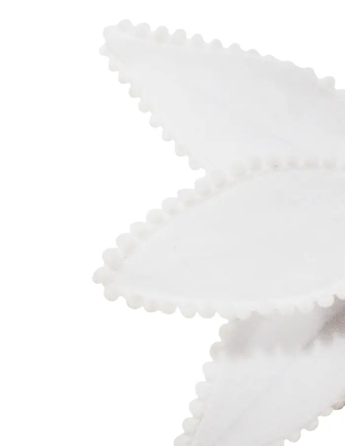 Nochebuena artificial de terciopelo blanca con orilla blanca de 30x21x0.1cm - Image 2