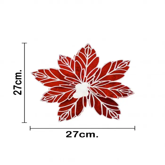 Nochebuena artificial roja con blanco de 26x20x0.1cm - Image 3