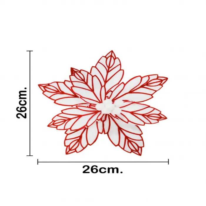 Nochebuena artificial blanca con rojo de 26x20x0.1cm - Image 3