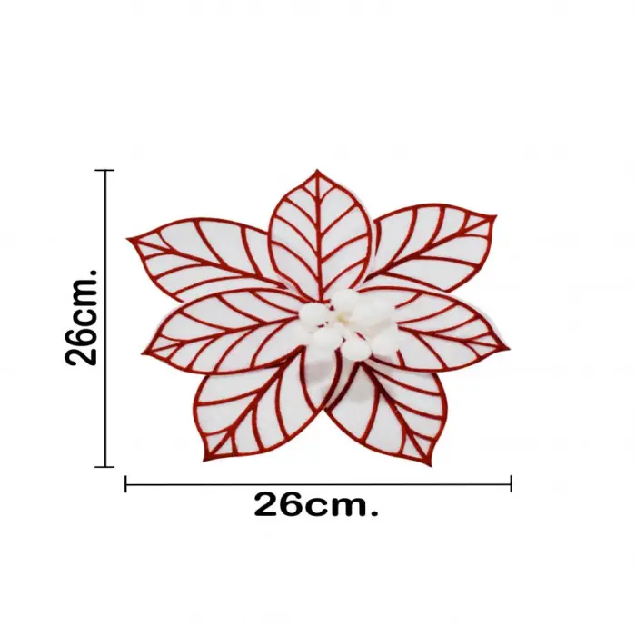 Flor artificial blanca con rojo de 26x19x0.1cm - Image 3
