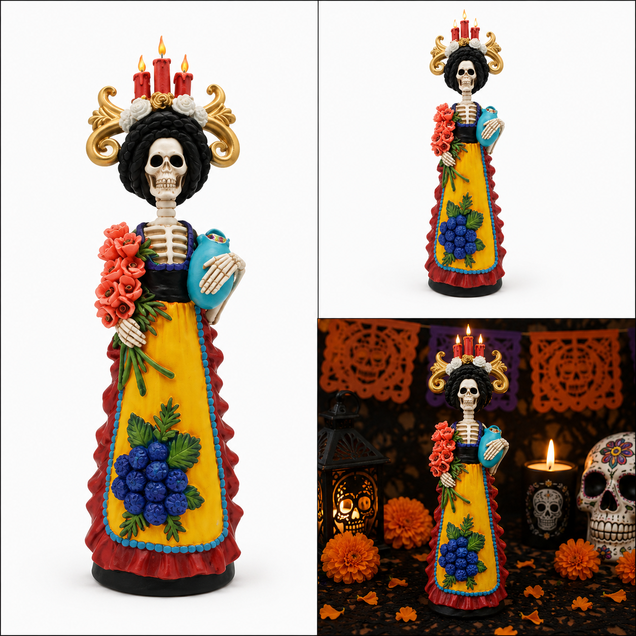 Catrina con Hijo en Brazos y Vestido de Flores
