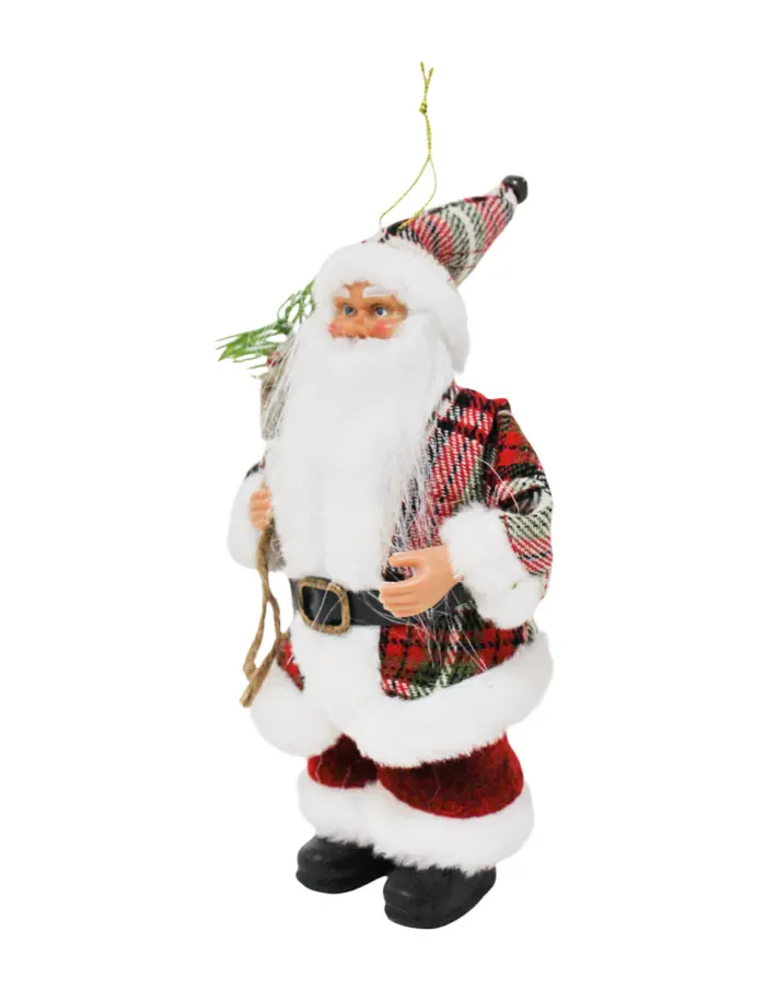 Santa con Abrigo Escocés y Follaje - Image 2