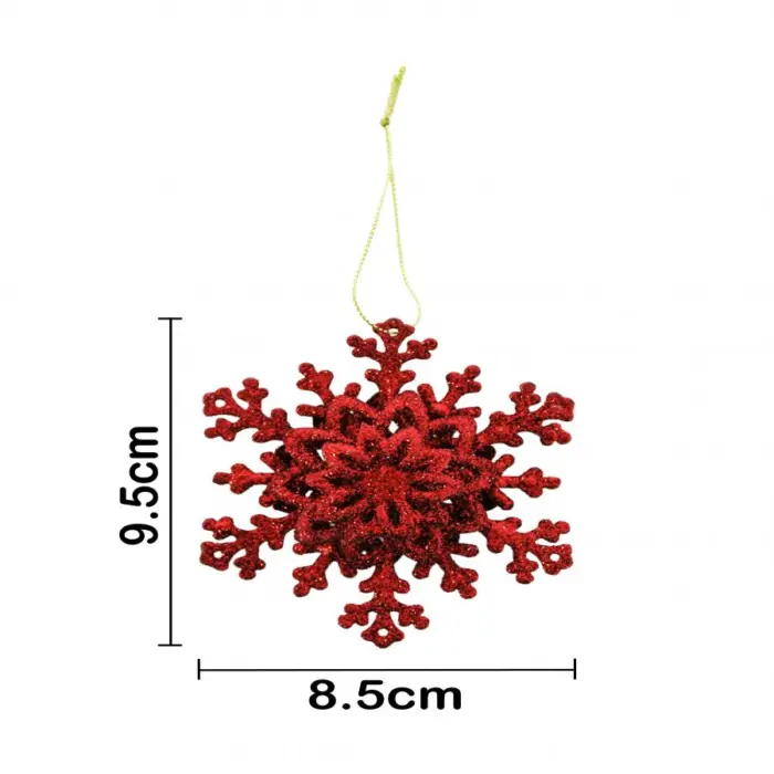 Colgante diseño copo de nieve rojo diamantado de 10cm - Image 2