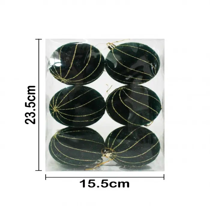 Caja de 6 Esferas "Terciopelo Verde con Filos Dorados" - Image 3