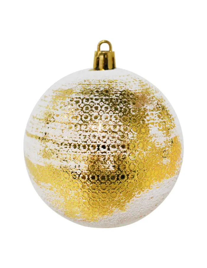 Caja con 20 esferas navideñas diseño conchas y caracoles blancos con dorado - Image 4