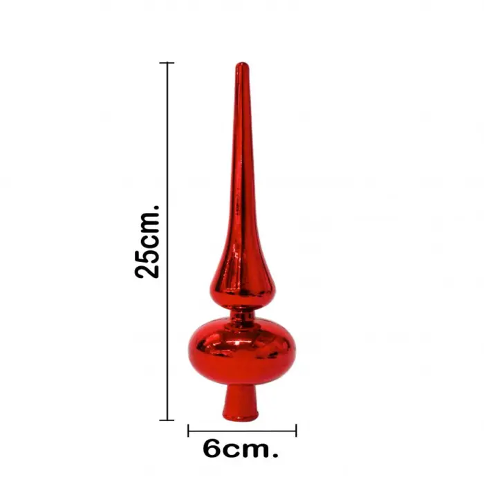 Punta de árbol de plástico rojo brilloso de 25cm - Image 3