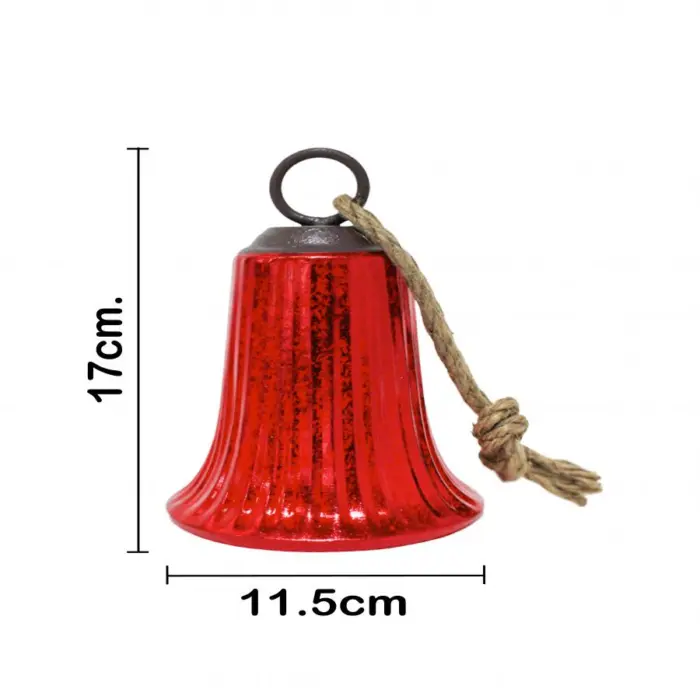 Campana de metal rojo de 11.5x11.5x17cm - Image 3