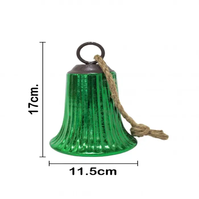 Campana de metal verde de 11.5x11.5x17cm - Image 4