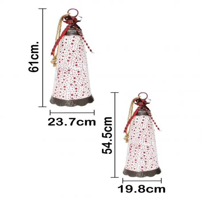 Juego de 2 campanas de metal blanco con estrellas rojas de 22.5x22.5x62cm - Image 4