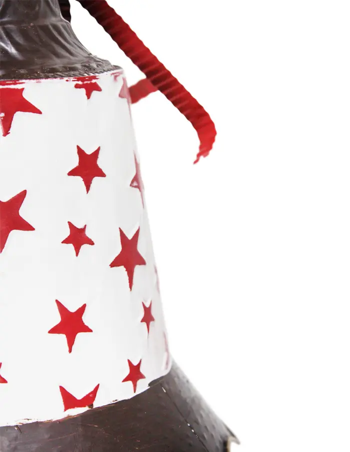 Juego de 3 campanas de metal blanco con moño y estrellas rojas de  31x31x47cm - Image 2