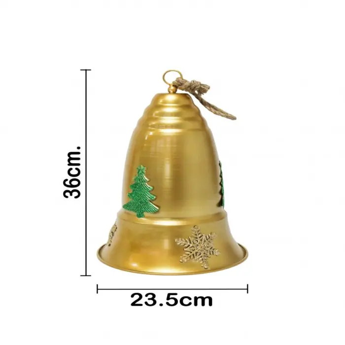 Campana de metal de color dorado de 23.5x23.5x38cm - Image 3
