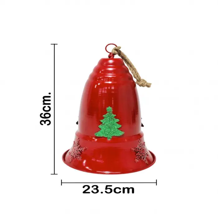 Campana de metal de color rojo de 23.5x23.5x38cm - Image 3