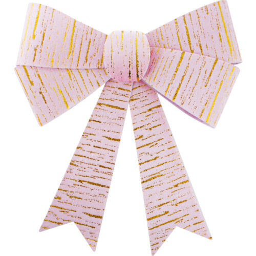 Moño Rosa con Líneas Doradas