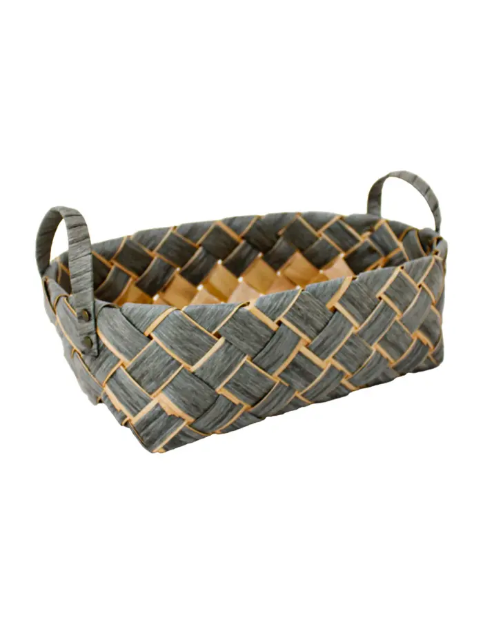 Canasta Rectangular Tejida Color Gris