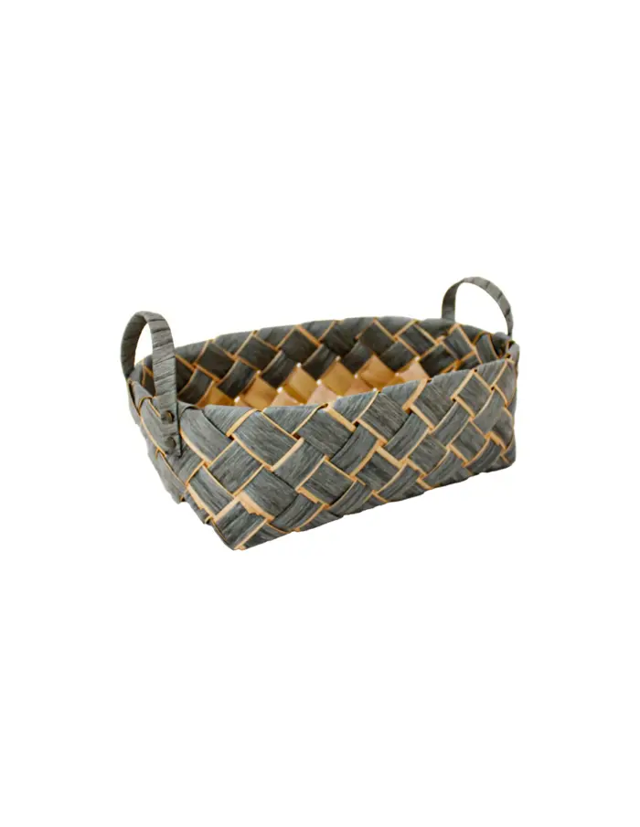 Canasta Rectangular Tejida Color Gris