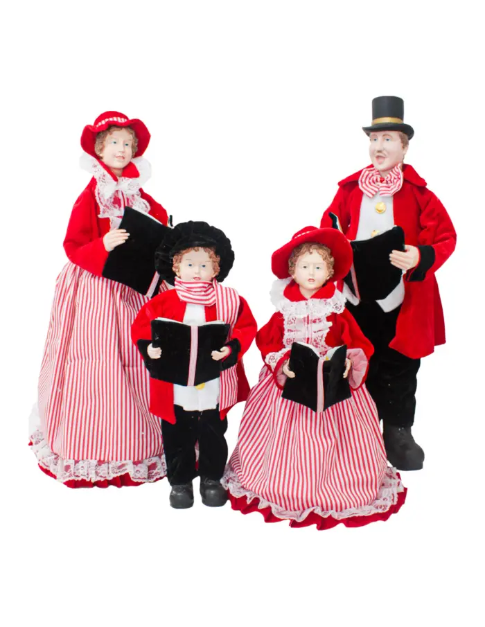 Familia de Cantores con Tela a Rayas Blanca con Roja