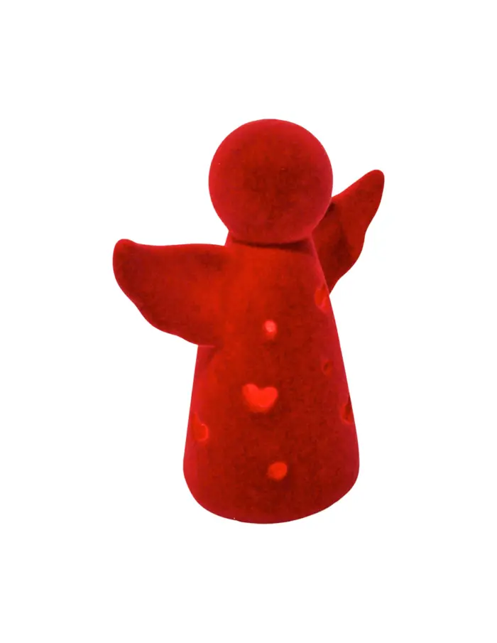 Ángel de poliresina floqueado rojo con luz led de 12.2x6.4x14cm - Image 2