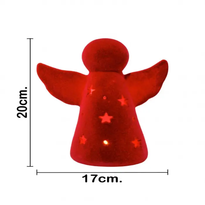 Ángel de poliresina floqueado rojo con luz led de 16.7x9.8x19.8cm - Image 4
