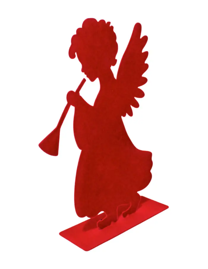Ángel de metal floquedo con trompeta rojo de 20x6x28cm - Image 2