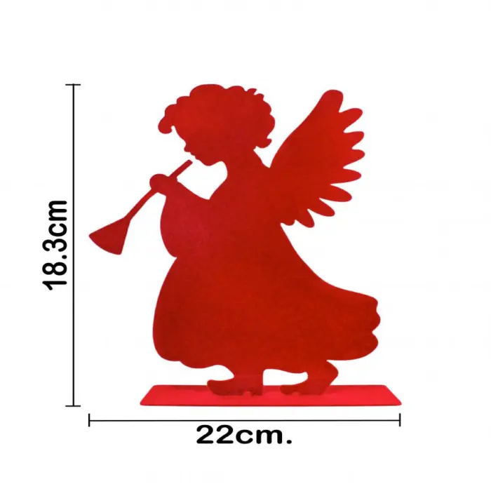 Ángel de metal floquedo con trompeta rojo de 20x6x28cm - Image 4