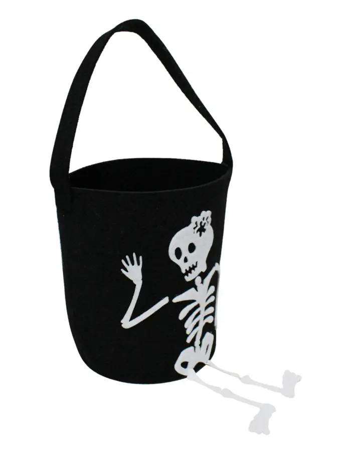Bolsa de tela negra con diseño esqueleto de 16x16x20cm - Image 2