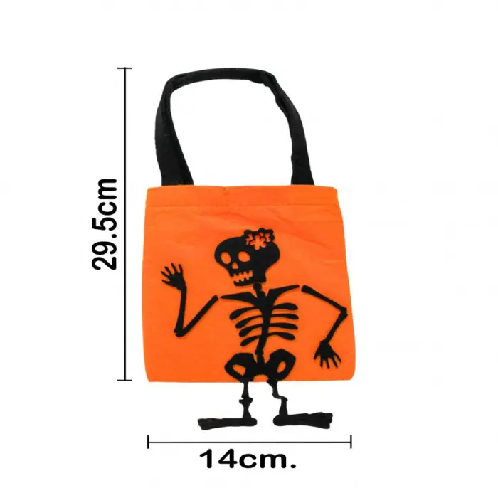 Bolsa de tela naranja con diseño esqueleto de 14x25x1cm - Image 4