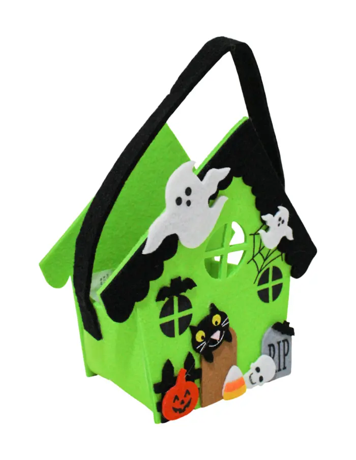 Bolsa diseño casa verde con decoraciones de hallowen de 17x8.5x18cm - Image 2
