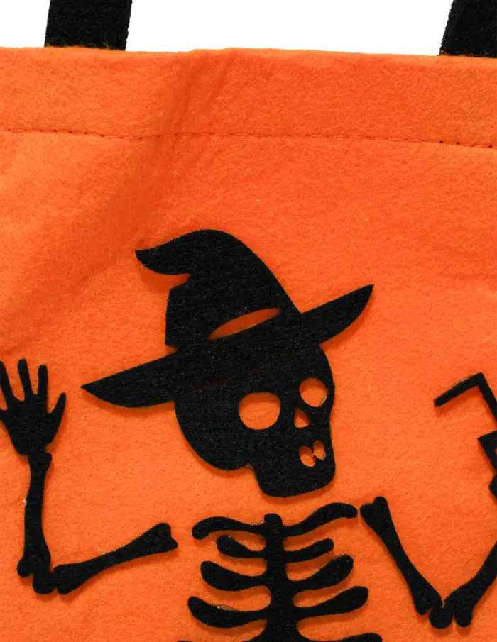 Bolsa de tela naranja diseño esqueleto con sombrearo de 14x25x1cm - Image 3