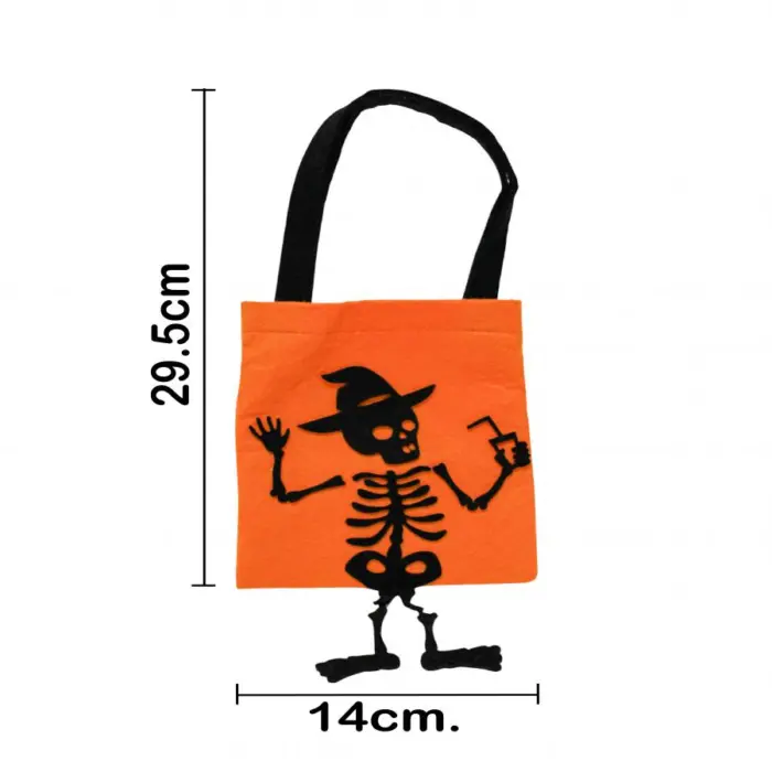 Bolsa de tela naranja diseño esqueleto con sombrearo de 14x25x1cm - Image 4